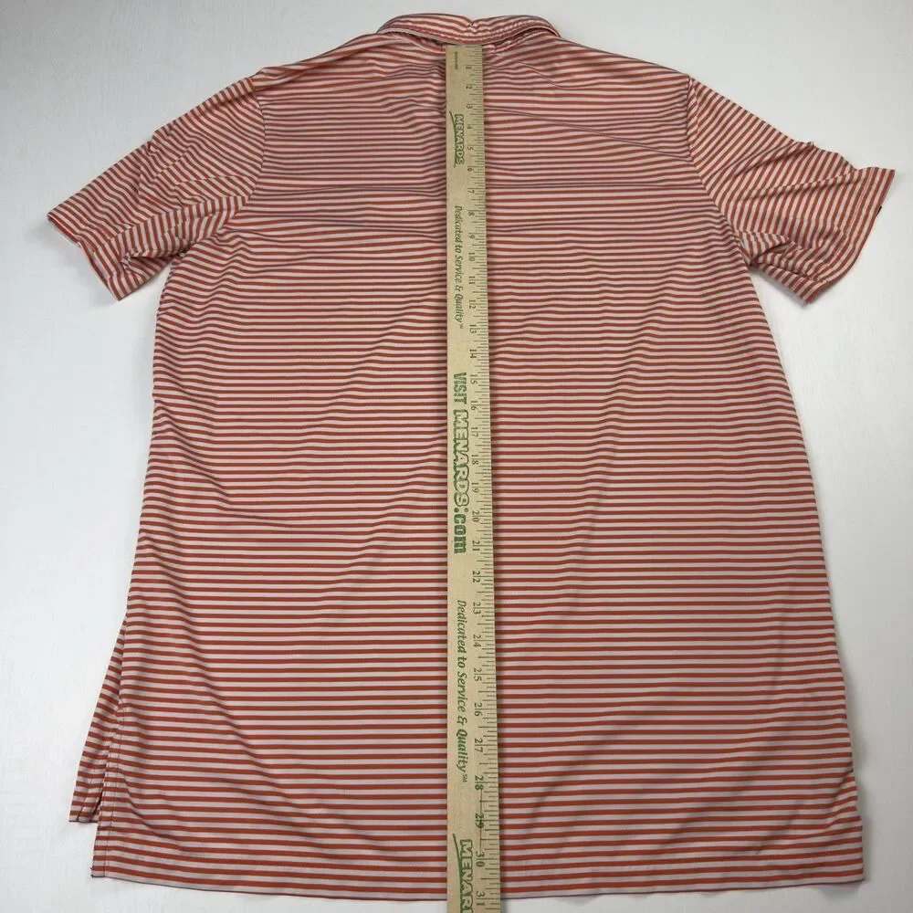 RLX Ralph Lauren Golf Polo Mens L Orange, White Stripe 2016 US Open Oakmont